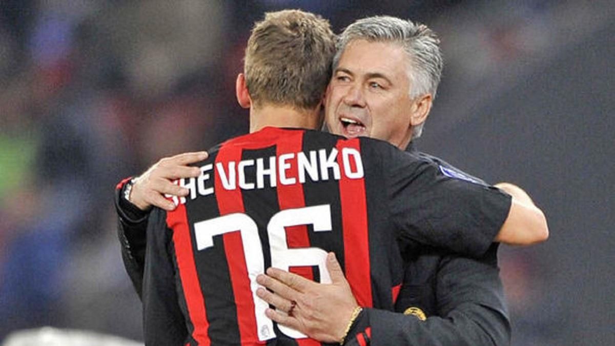 Шевченко та Анчелотті / Фото Express.co.uk Шевченко та Анчелотті / Фото Express.co.uk