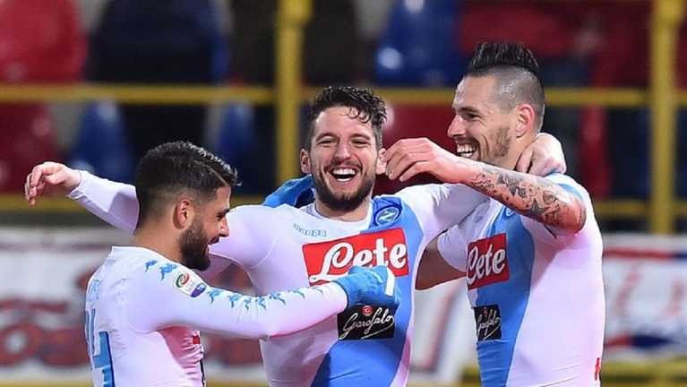 Лоренцо Інсіньє, Дріс Мертенс та Марек Гамшік / Фото ФК Наполі Лоренцо Інсіньє, Дріс Мертенс та Марек Гамшік / Фото ФК Наполі