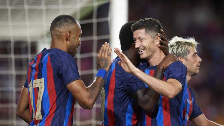 Обамеянг та Лєвандовскі / фото ФК Барселона Обамеянг та Лєвандовскі / фото ФК Барселона