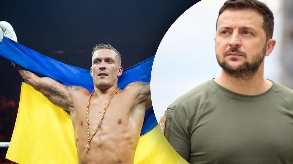 Александр Усик и Владимир Зеленский / фотоколлаж из открытых источников