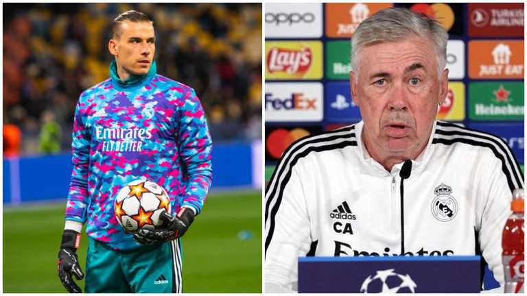 Андрій Лунін та Карло Анчелотті / Колаж Спорт 24 Андрій Лунін та Карло Анчелотті / Колаж Спорт 24