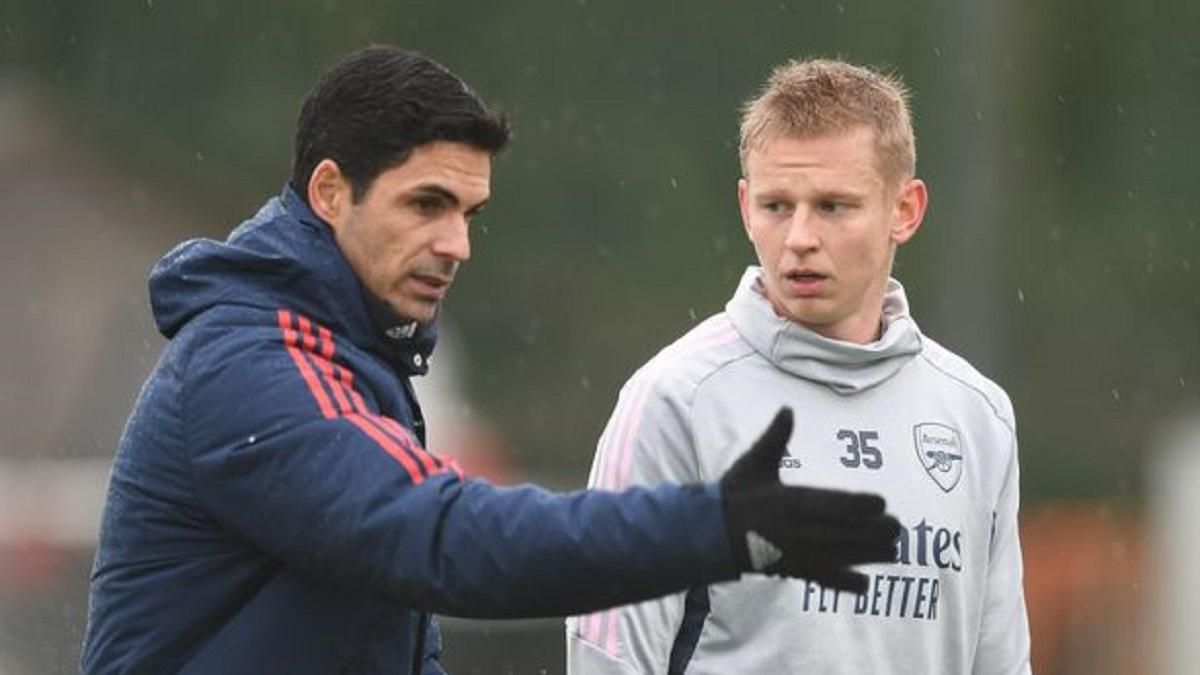 Мікель Артета з Олександром Зінченком / Фото AFP