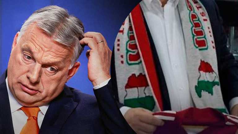 Орбан со скандальным шарфом / Коллаж 24 канала