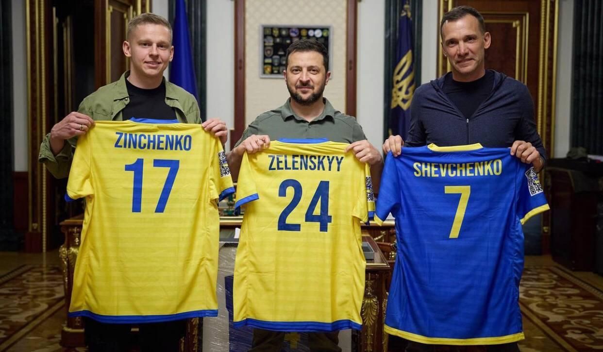 Олександр Зінченко, Володимир Зеленський та Андрій Шевченко / Instagram