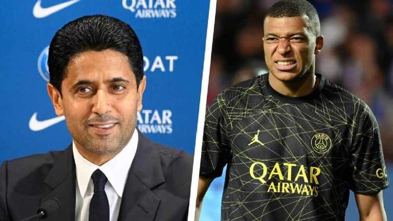 Нассер Аль-Хелаифи и Мбаппе / фотоколлаж L'Équipe Нассер Аль-Хелаифи и Мбаппе / фотоколлаж L'Équipe