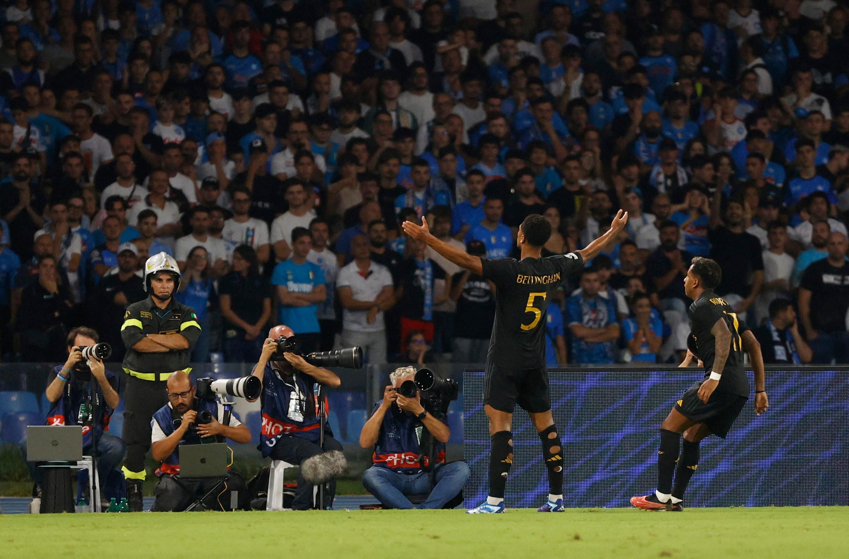 Беллінгем святкує гол в Неаполі