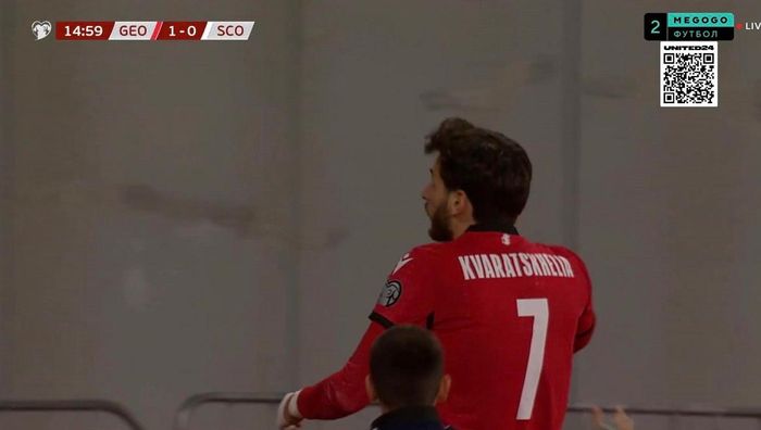 Дубль Кварацхелии в видеообзоре матча Грузия – Шотландия – 2:2