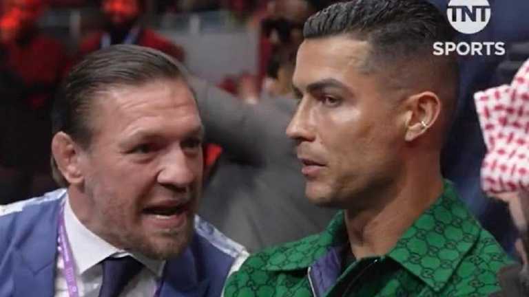 Конор Макгрегор и Криштиану Роналду / Скриншот по трансляции Конор Макгрегор и Криштиану Роналду / Скриншот по трансляции