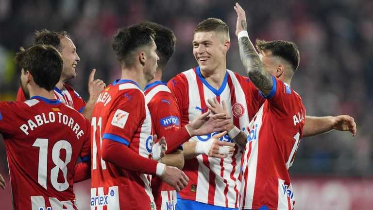 Гравці Жирони святкують гол / Фото EFE Гравці Жирони святкують гол / Фото EFE