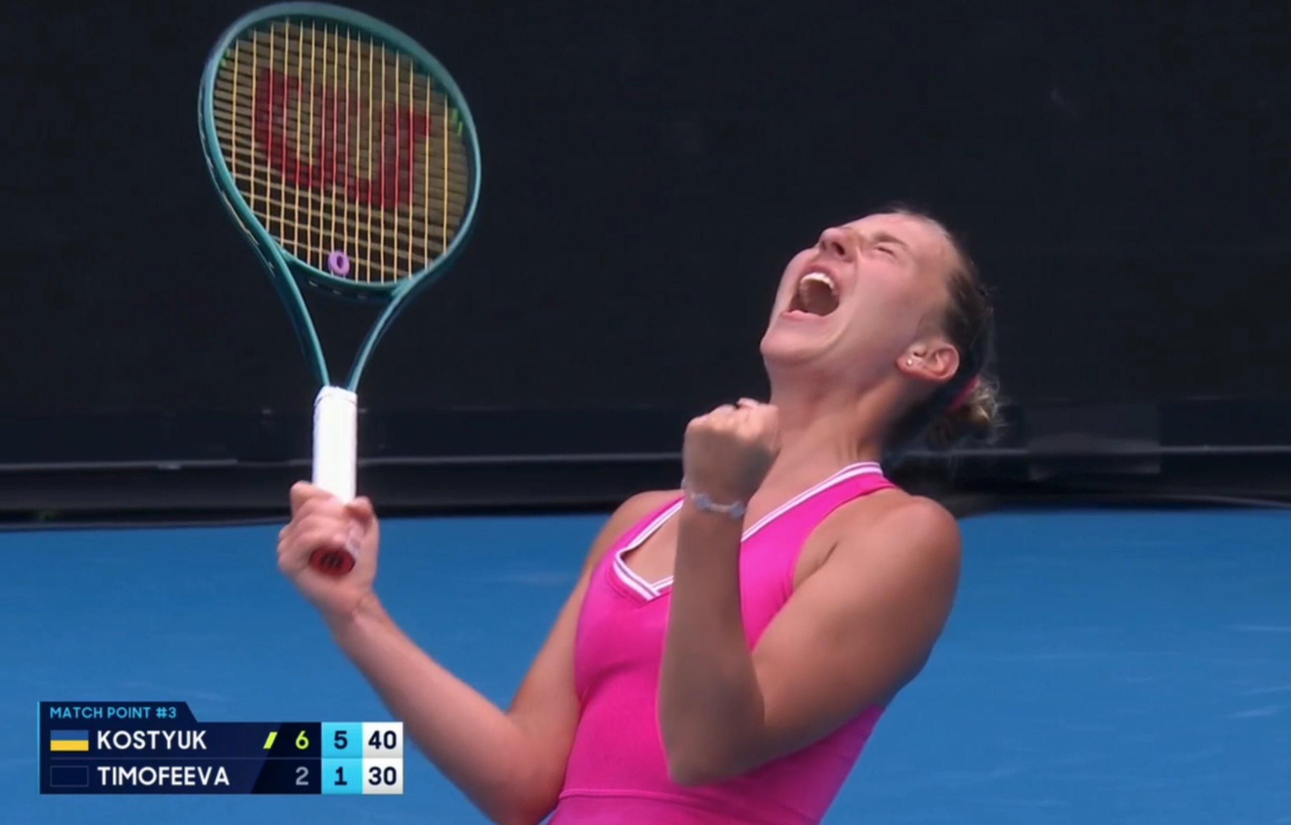 Марта Костюк після перемоги / Скріншот з трансляції