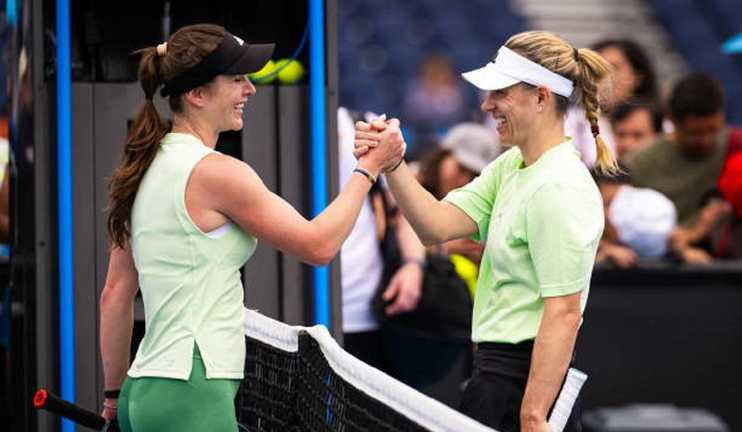 Еліна Світоліна і Анжелік Кербер / Фото Великий теніс України Еліна Світоліна і Анжелік Кербер / Фото Великий теніс України
