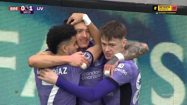 Гравці Ліверпуля святкують гол / Скріншот з трансляції Гравці Ліверпуля святкують гол / Скріншот з трансляції