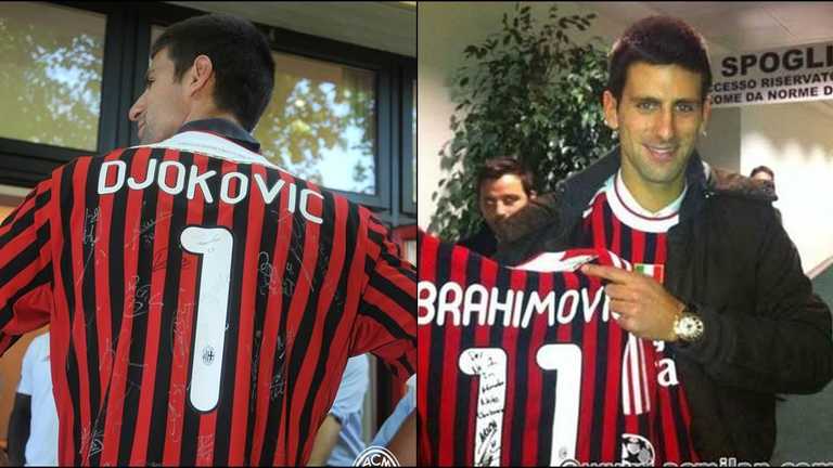 Джокович в футболке Милана / Фото из открытых источников