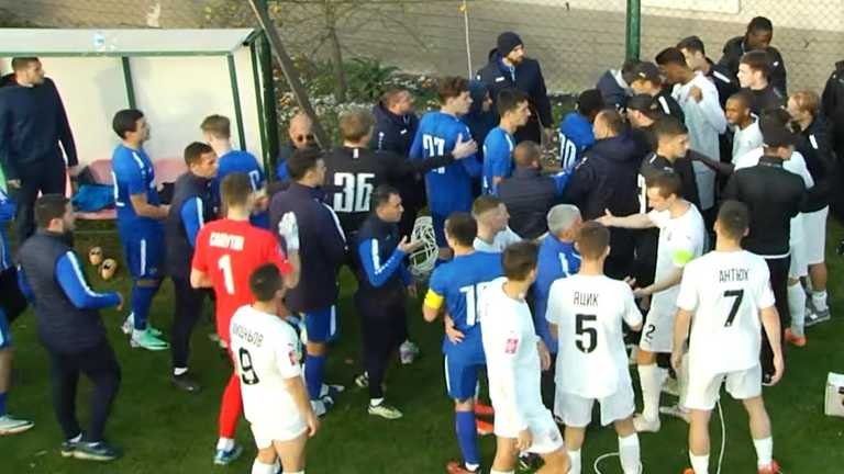 Стычка во время матча Заря - Динамо / Скриншот с трансляции Стычка во время матча Заря - Динамо / Скриншот с трансляции