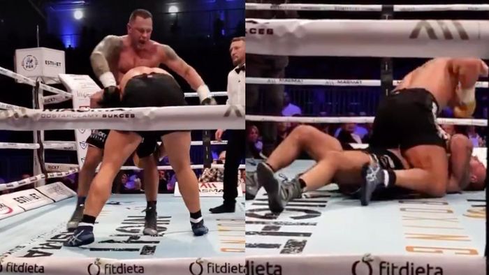 Польский супертяж превратил боксерский бой в мясорубку ММА – видео позорной выходки