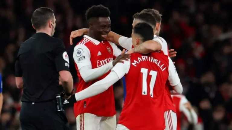 Букайо Сака с партнерами по лондонскому Арсеналу / Imago Images Букайо Сака с партнерами по лондонскому Арсеналу / Imago Images