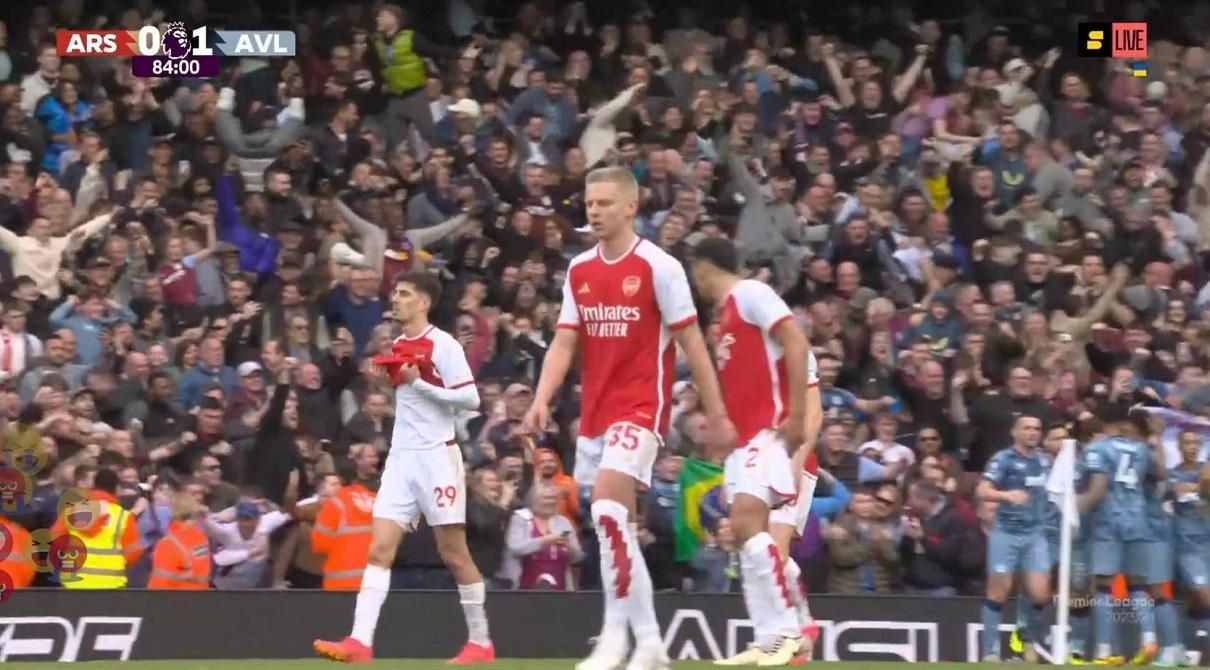 Арсенал проиграл Астон Вилле / Скриншот с трансляции