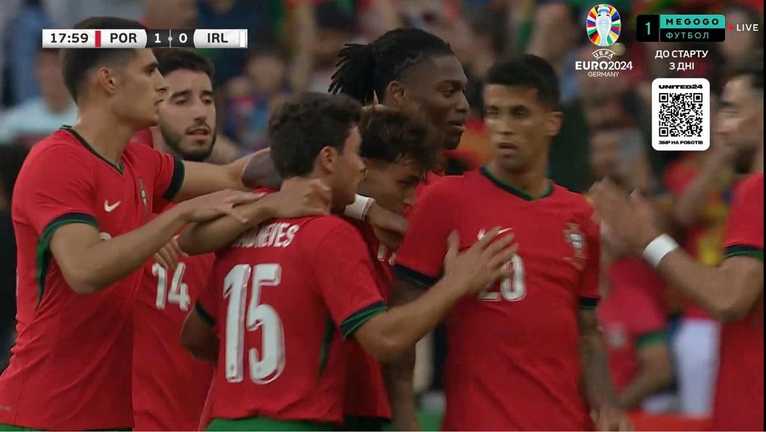 Збірна Португалії святкує гол / Скріншот трансляції