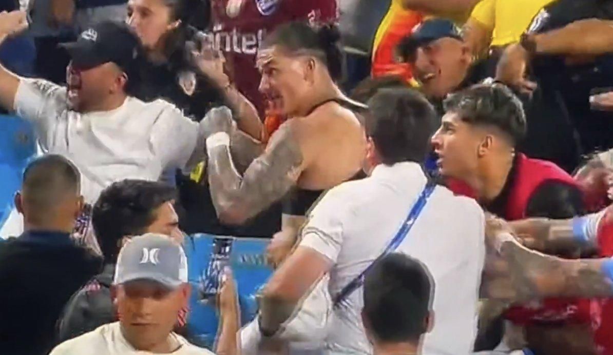 Дарвін Нуньєс б'ється з фанатами / Фото з X