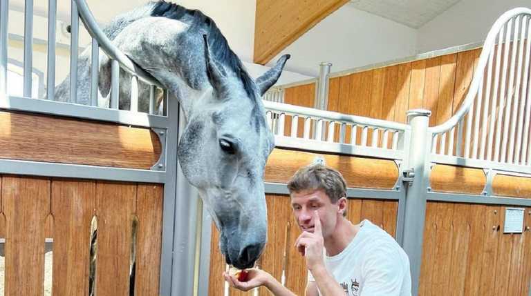 Томас Мюллер с лошадью-олимпийским чемпионом / Фото instagram.com/esmuellert