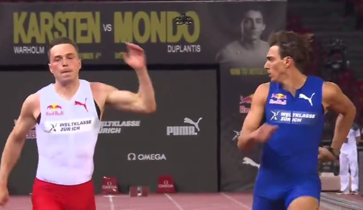 Забіг Варгольма та Дюплантіса / Скріншот з відео Забіг Варгольма та Дюплантіса / Скріншот з відео