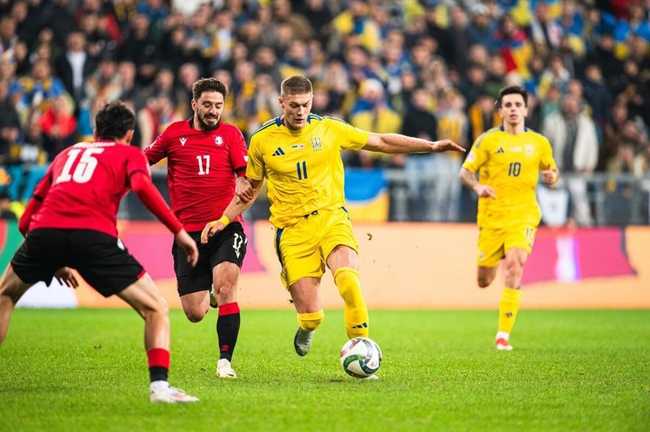 Довбик у матчі проти Грузії / фото УАФ Довбик у матчі проти Грузії / фото УАФ