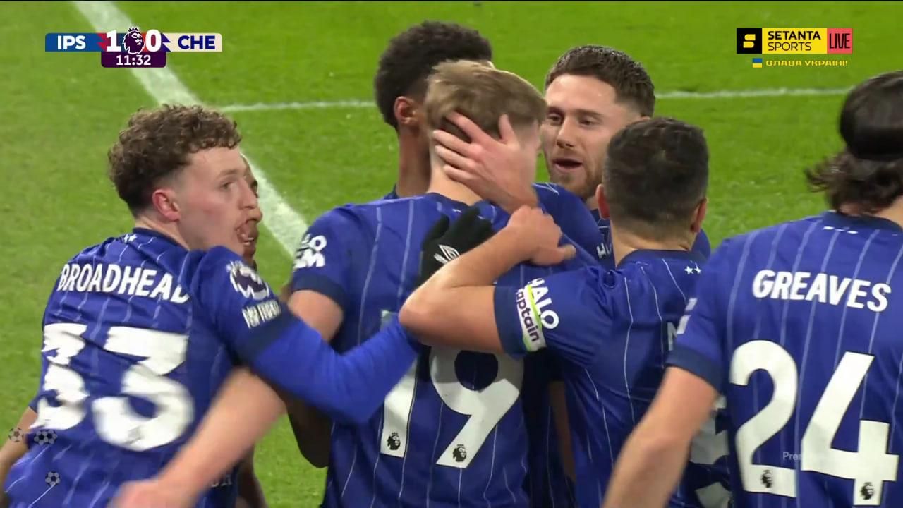 Гравці Іпсвіча святкують гол / Скріншот