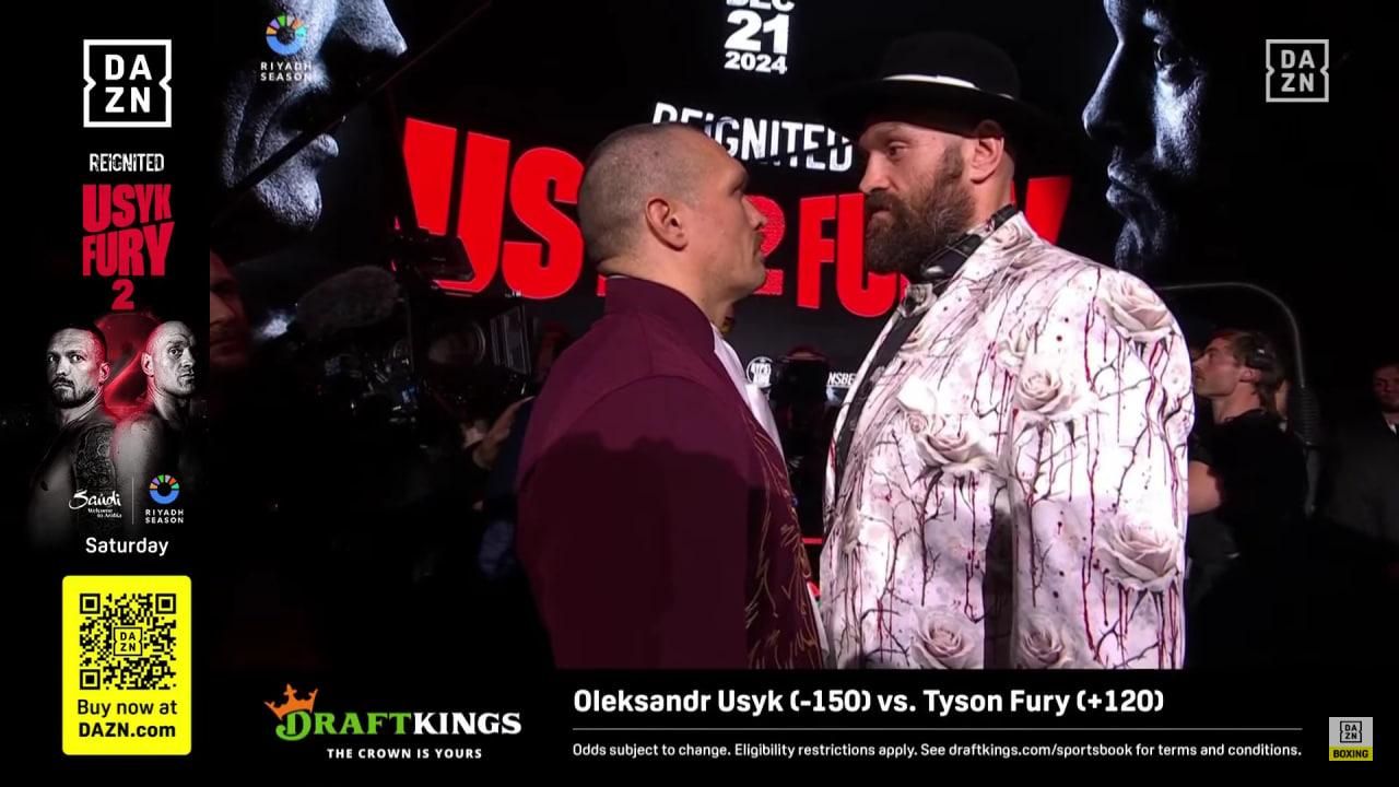 Александр Усик и Тайсон Фьюри / скриншот трансляции