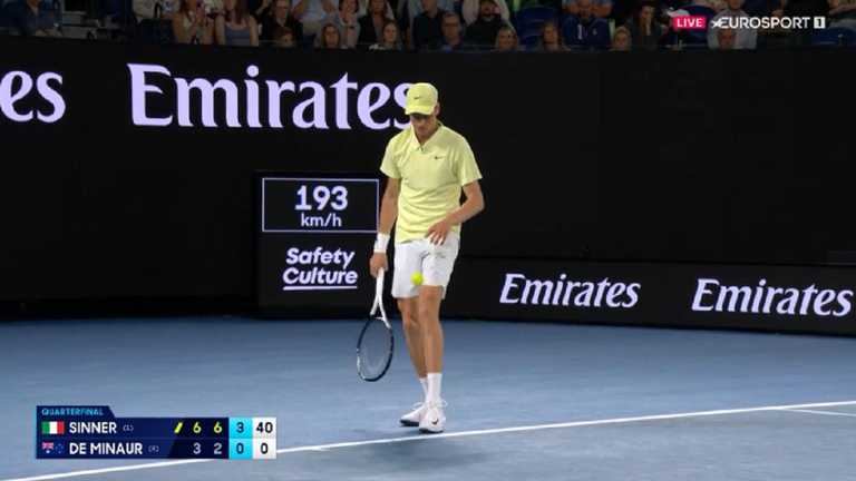 Янник Синнер / Скриншот с трансляции Янник Синнер / Скриншот с трансляции