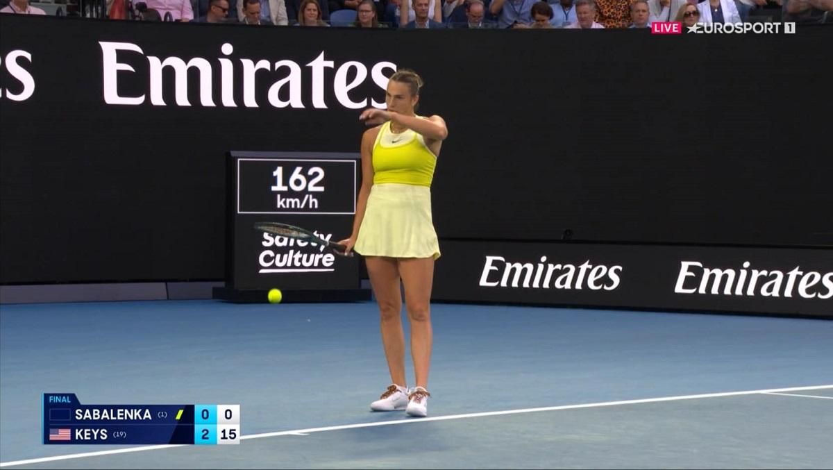 Арина Соболенко / Скриншот с трансляции Арина Соболенко / Скриншот с трансляции