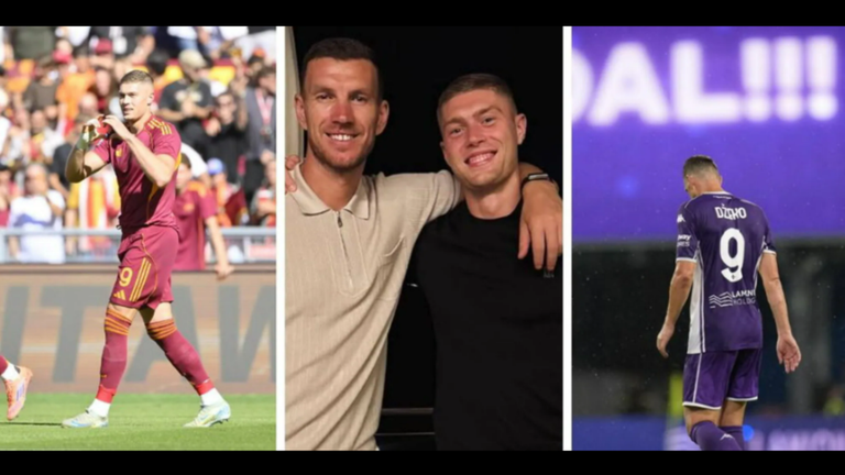 Артем Довбик и Эдин Джеко / Коллаж corrieredellosport Артем Довбик и Эдин Джеко / Коллаж corrieredellosport