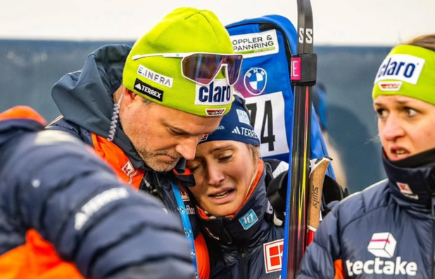 Найкрасивіша біатлоністка Німеччини розплакалась після дискваліфікації і втраченого золота – відео емоцій