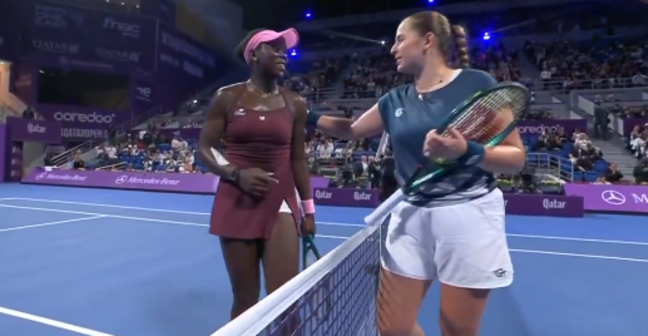 Вікторія Мбоко та Олена Остапенко / Скріншот Вікторія Мбоко та Олена Остапенко / Скріншот